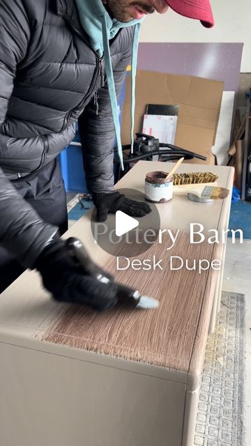 317K views · 15K likes | Connor Sweeney | Furniture Flipper on Instagram: "Get the pottery barn style without paying the pottery barn prices 💸  Take a look at how I was able to create this $1,500 pottery barn desk dupe with just some spray paint, glaze, and a couple of items laying around the house 🏠   A big thank you to @shellychicboutique for the inspiration to try this technique out ‼️  Let me know down below if you think this piece can pass as a pottery barn item 🤭  See you all in the next one ❣️ • • • • • • • #furnitureflip #furnituremakeover #paintedfurniture #upcycledfurniture #furniture #furniturerestoration #upcycle #furnitureartist #homedecor #furnituredesign #diy #refinishedfurniture #vintagefurniture #vintage #chalkpaint #interiordesign #chalkpaintedfurniture #beforeandafter Pottery Barn Furniture Finish, Pottery Barn Sausalito Diy, Pottery Barn Wood Finish Diy, Pottery Barn Duplicate Diy, Upcycled Desk Ideas, Pottery Barn Faux Wood Finish, Pottery Barn Diy Furniture, Pottery Barn Painting Techniques, Pottery Barn Seadrift Finish Diy