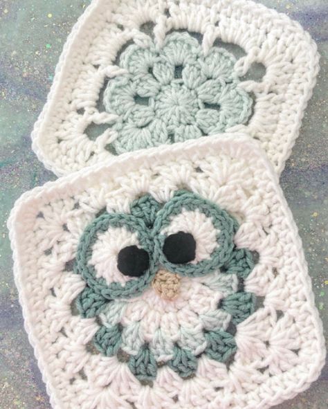 Crochet Owl Blanket, Motifs Granny Square, Owl Blanket, Owl Crochet Patterns, Granny Square Crochet Patterns Free, Crochet Blanket Designs, Haken Baby, Crochet Square Patterns, Granny Squares Pattern