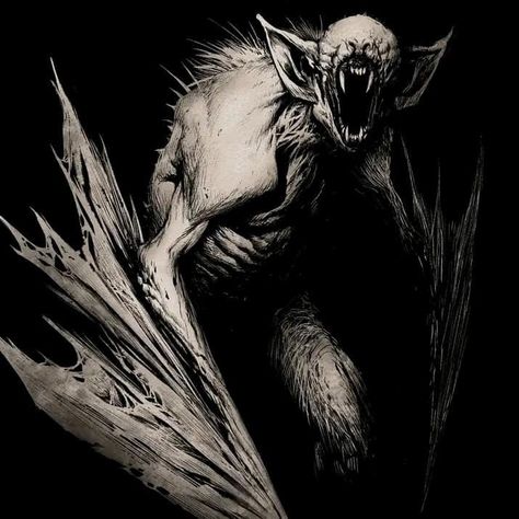 Bat Monster Art, Faceless Monster, Vampire Concept, Bat Creature, Silent Hill Art, Lovecraftian Horror, Creature Artwork, Horror Themes, Vampire Bat