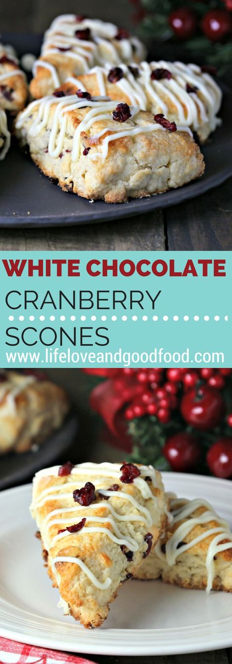 White Chocolate Cranberry Scones | Life, Love, and Good Food @ImmaculateBakes Muffins Cranberry, Summer Apps, White Chocolate Scones, Pretty Sweets, Xmas Goodies, Cranberry White Chocolate, Christmas Eats, Scone Recipes, Fresh Cranberry