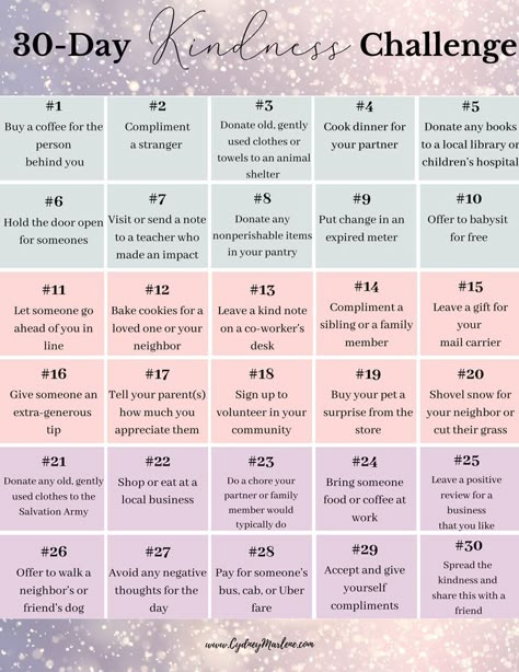 30-day kindness challenge! Perfect for spreading joy, happiness, and positivity all throughout the month of December and holiday season! #happiness #positivity December 30 Day Challenge, Month Of December Activities, 30 Day Kindness Challenge, 30 Day Challange, 2023 Challenge, Positivity Challenge, December Challenge, Year Challenge, Kindness Challenge