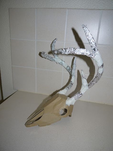 Complimentary Studies .: Complimentary Studies . Sculptural Metals . Deer Skull Final Mock-Up . Diy Deer Skull, Deer Mask, Cardboard Mask, Cardboard Sculpture, Dragon Puppet, Deer Skull, Skull Mask, Deer Skulls, Cardboard Art