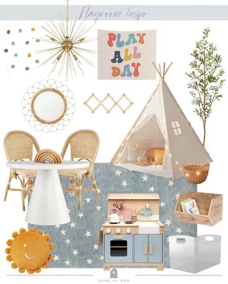 Playroom Mood Board, Playroom Color Palette, Boho Kids Playroom, Kids Playroom Colors, Playroom Color Scheme, Home Daycare Rooms, Whimsical Playroom, Boho Playroom, Fun Playroom