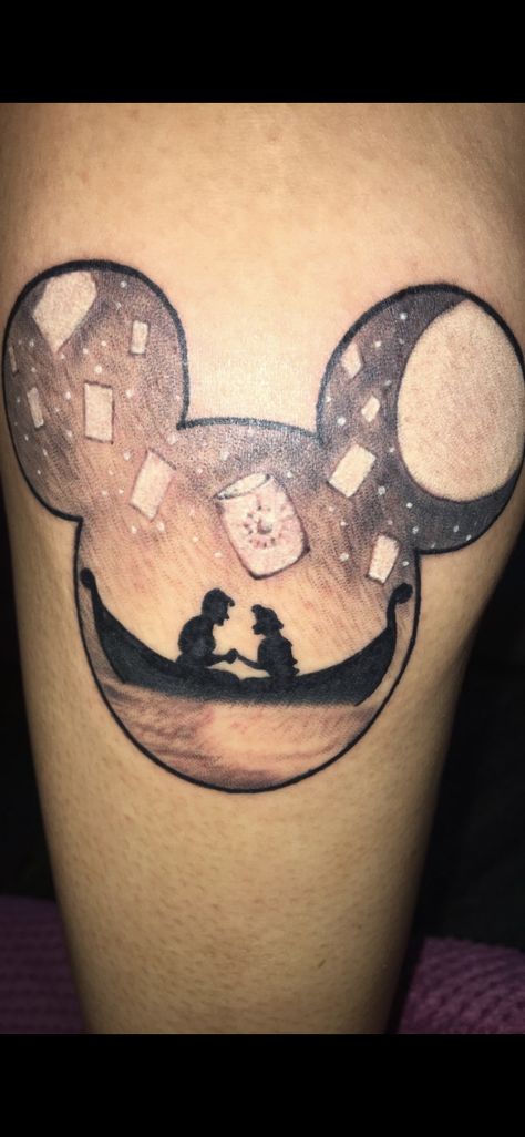 Tangled Couple Tattoo, Disney Tangled Tattoo, Tangled Lanterns Scene, Disney Couple Tattoos, Tangled Lanterns, Frozen And Tangled, Disney Couple, Disney Tattoo, Colorful Nail Art