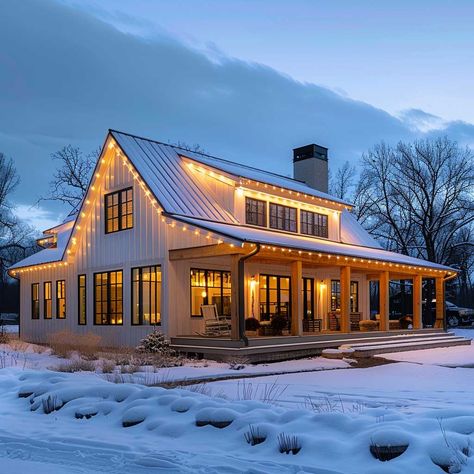 3+ Single Story Modern Farmhouse Exterior Lighting Solutions for Every Season • 333k+ Inspiring Lifestyle Ideas Modern Farmhouse Exterior Lighting, House Exterior Decoration, Farmhouse Exterior Lighting, Single Story Modern Farmhouse, Christmas House Exterior, Small House Inspiration, White Exterior Houses, Farmhouse Exterior Design, Long House