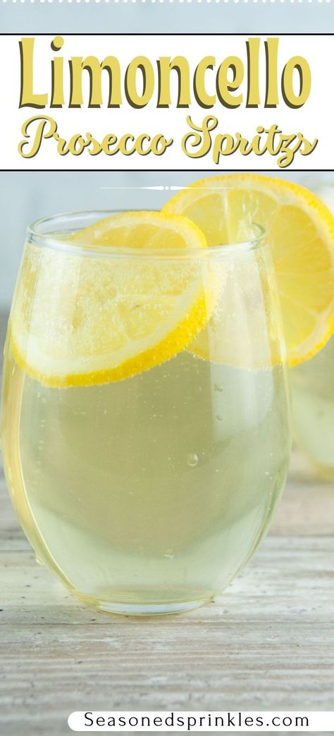 This limoncello spritz recipe will transport your tastebuds to the sundrenched Italian coasts with its bright flavor and fun bubbles. With limoncello, Prosecco, and a splash of fizzy soda, these limoncello cocktails are perfect for summer sipping or even celebrating the holidays! #limoncello #prosecco #sparklingwine #cocktail #recipe Limoncello Prosecco Cocktail, Prosecco Cocktails Easy, Tequila And Lemonade, Vodka Cranberry Cocktail, Limoncello Cocktails, Frozen Drink Recipes, Frozen Cocktail Recipes, Spritz Recipe, Fun Drinks Alcohol