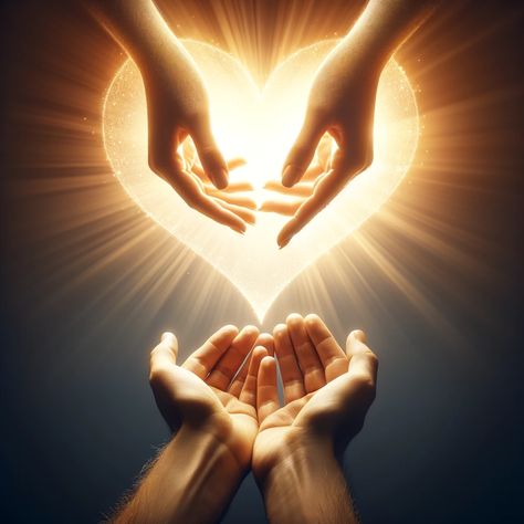 A beautifully balanced composition showing two hands, one offering help and the other receiving it, against a backdrop of a heart-shaped light. This image symbolizes loving mercy and compassion. The heart-shaped light emphasizes the love and kindness in acts of mercy, while the hands represent the tangible expression of this virtue. Symbol For Light, Symbol Of Kindness, Symbol For Faith, Picture Of God, Holding The World, Matters Of The Heart, Love In Bible, Jesus Hand, Gods Hands