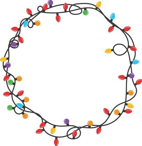 Christmas Lights String, Wreath Clip Art, Lighted Wreaths, Christmas Light Bulbs, Light Nails, Circle Light, Preschool Christmas, Christmas String Lights, Colorful Christmas