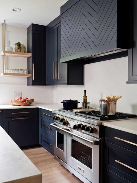 Great Rock Kitchen | Clarke Charcoal Cabinets, Modular Kitchen Ideas, Leclair Decor, Hood Ideas, Decorative Ideas, Kitchen Views, Blue Kitchens, Range Hood, Luxury Kitchen