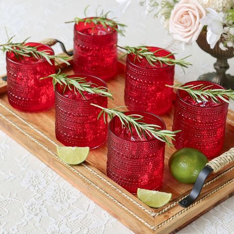 Kate Aspen 10 Oz. Textured Beaded Red Glass (set Of 6) | 27204rd : Target Red Drinking Glasses, Drinking Glasses Set, Vintage Drinking Glasses, Long Island Iced Tea, Drinkware Sets, Bar Glassware, Vintage Texture, Newlywed Gifts, Glassware Set