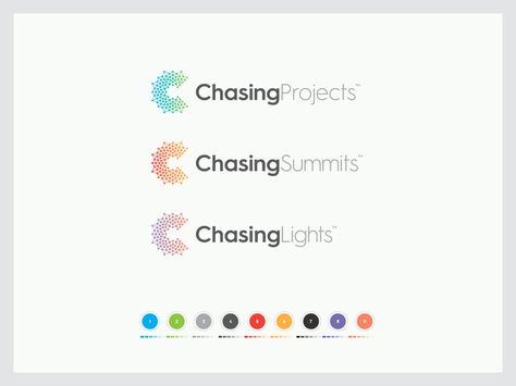 Chasing Projects and it's 2 sub brands, Chasing Summits and Chasing Lights. Brand Family Design, Brand Architecture Design, Sub Brand Logo Design, Sub Branding, Lockup Logo, Logo System, Brand Structure, News Logo, Brand Identity Guidelines