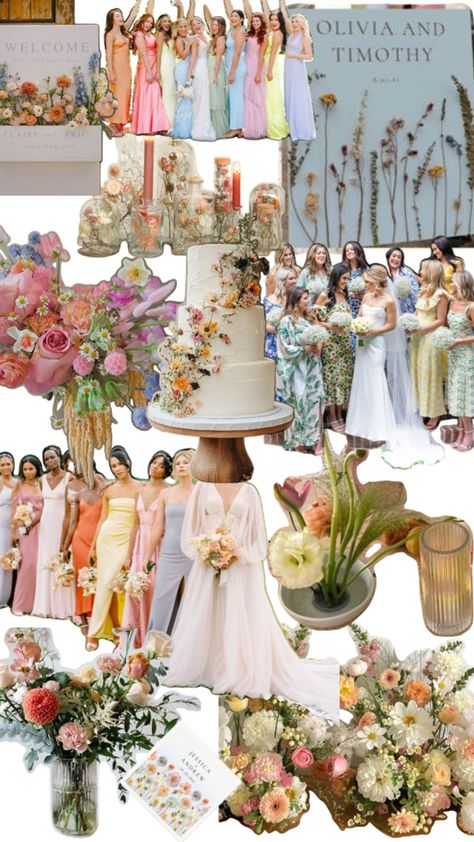 Pastel Bright Colorful Loud Spring Summer Wedding Easter Wedding Colors, Rustic Pastel Wedding Theme, Pastel Wedding Theme Color Schemes, Muted Pastel Wedding, Little Women Wedding, Wedding Pastel Colors, Spring Theme Wedding, Pastel Rainbow Wedding, Pastel Summer Wedding