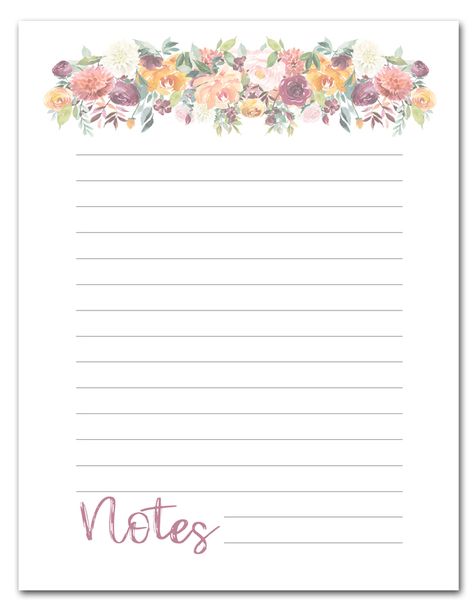 Free Printable Floral Note Page to Use as You Please! Lovely watercolor design and easy download option. Note Page Design, Design For Notes, Spring Writing Paper, Free Printable Stationery Paper, Free Paper Printables, Journal Pages Printable, Writing Paper Printable Stationery, Free Printable Stationery, Notes Page