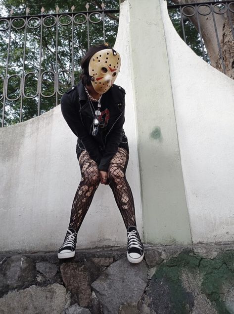 Womens Jason Costume, Jason Vorhees Costume Women, Jason Costume Women, Jason Halloween Costume Women, Jason Voorhees Outfit, Jason Vorhees Costume, Leatherface Costume, Jason Costume, Jason Voorhees Costume