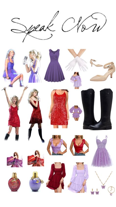 Eras Outfits Speak Now, Speak Now Era Outfit Ideas, Purple Speak Now Outfits, Taylor Swift Outfit Inspiration Speak Now, Speak Now Inspired Tops, Eras Tour Movie Outfits Speak Now, Speak Now Outfit Inspiration, Speak Now Hair, Taylor Swift Speak Now Era Purple Dress