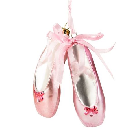 4.5-in Pink Ballet Slippers Glass Christmas Ornament Pink Ballet Slippers, Pretty Christmas Ornaments, Pickle Ornament, Pink Ballet Shoes, The Nutcracker Ballet, Glass Slippers, Nutcracker Ballet, The Dancer, Gold Caps