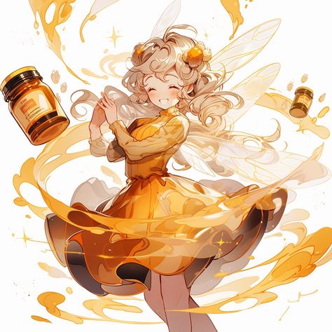 Honey Character Design, Fantasy Beekeeper, Bee Woman, Queen Bee Character Design, Bee Oc, Bee Person Character Art, Bee Fantasy Art, Dnd Fairy, Anthro Bee Character