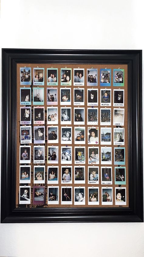 Picture Boards Ideas, Cork Board Photo Wall, Polaroid Pin Board, Cork Board Polaroid Ideas, Polaroid Cork Board, Picture Pin Board, Push Pin Board Ideas, Photo Pin Board, Bulletin Board Ideas For Home