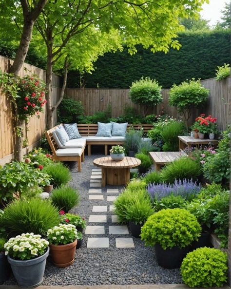 8.8 Pretty Small Gardens, Narrow Terrace Garden, City Patio Garden, Small Garden Patio Ideas Paving, Small Yard Garden Design, Small Back Garden Design, Small British Garden, Small Garden Ideas Front Of House, Two Tier Garden Ideas