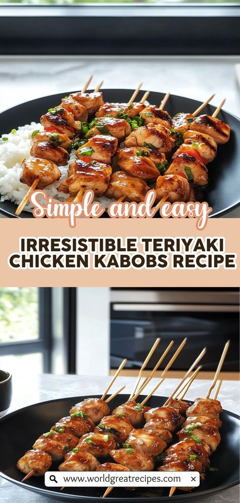 Make mealtime a breeze with these Quick and Easy Chicken Skewers with Teriyaki Sauce! This simple recipe allows you to whip up a delicious dish in no time, perfect for busy weeknights or spontaneous gatherings. The marinated chicken is threaded onto skewers with seasonal vegetables, creating a colorful and appetizing meal. Grilled to juicy perfection, these skewers are not only satisfying but also a healthy option for dinner. Easy Chicken Skewers, Quick Easy Family Meals, Teriyaki Chicken Skewers, Chicken Kabob Recipes, Easy Teriyaki Chicken, Chicken Skewer Recipe, Seasonal Vegetables, Skewer Recipes, Chicken Kabobs