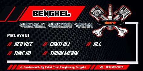 Desain Spanduk Bengkel  Oleh : Muhammad Afrizal Syafa'atul Amry Bengkel Motor, Steam Motor, Sepeda Motor, Motor Racing, Banner Design, Ups, Poster Design, Flag, ? Logo