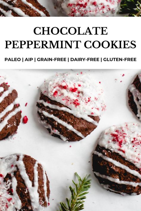 Whole 30 Christmas Desserts, Aip Cookie Recipe, Aip Christmas Desserts, Aip Christmas Cookies, Paleo Cookie Recipes, Paleo Peppermint Cookies, Aip Candy, Paleo Christmas Treats, Aip Christmas Recipes