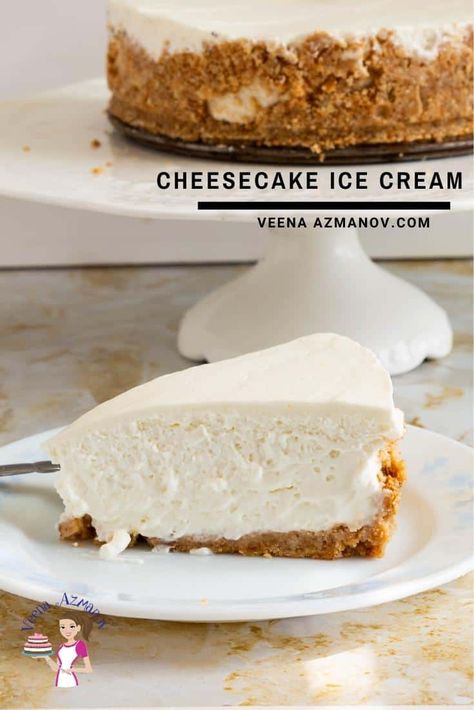 For this cheesecake ice cream, I took my basic no-bake cheesecake recipe and froze it. Unlike other ice creams that have condensed milk, this one has only cheesecake ingredients. It's rich, decadent, yet light and refreshing. Cheesecake Ice Cream Cake, Vanilla Cheesecake Recipes, Cheesecake Ice Cream Recipe, Cheesecake Ingredients, Homemade Sour Cream, Frozen Cheesecake, Baking Decorating, Cheesecake Ice Cream, Homemade Cheesecake