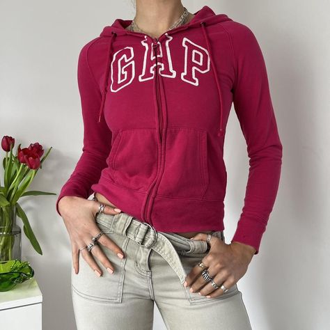 Look what I just found on Depop 🙌 https://depop.app.link/FCKbb3YzFyb Zip Up Hoodie, Old Money, True Vintage, Pink White, Gap, Money, Pink, White