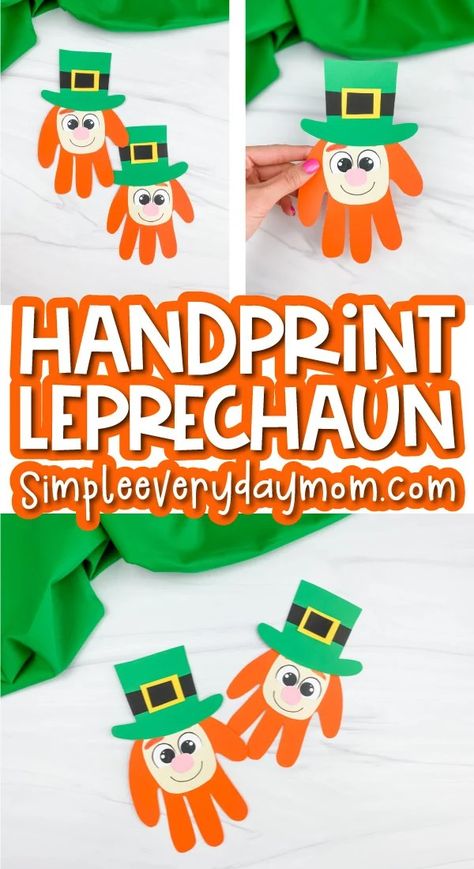 Leprechaun Craft Kids, Handprint Leprechaun, Leprechaun Handprint, Leprechaun Craft Template, Elementary Crafts, Leprechaun Activities, Salt Paint, Boys Crafts, Leprechaun Craft