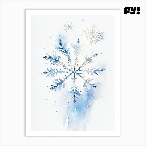 Fine art print using water-based inks on sustainably sourced cotton mix archival paper. • Available in multiple sizes • Trimmed with a 2cm / 1" border for framing • Available framed in white, black, and oak wooden frames. Tags: PJ-4942-1683 Watercolor Snowflake Art, Snowflake Card Ideas, Christmas Abstract, Snowflake Watercolor, Watercolor Snowflake, Painting Snowflakes, Snowflake Pictures, Watercolor Christmas Cards Diy, Paper Snowflakes Diy