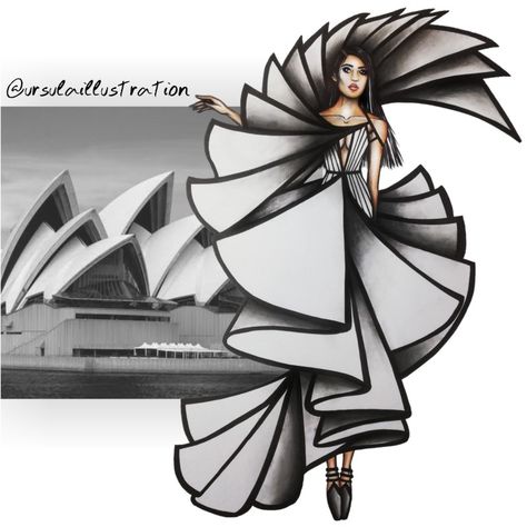 Garments Inspired By Architecture, Contour Fashion Design, Dresses Inspired By Architecture, Architecture In Fashion, Architectural Inspired Fashion, Architecture Fashion Inspiration, Fashion Inspired By Architecture, Architecture Inspired Fashion, Sydney Architecture