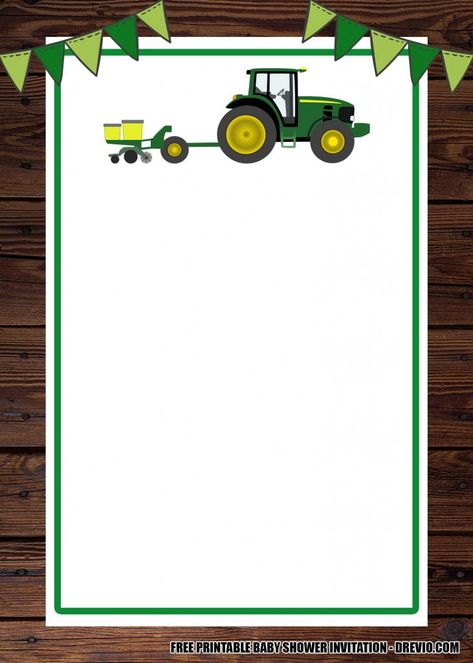 Tractor Birthday Invitations, John Deere Birthday Party, Theme Bapteme, Dump Truck Birthday Party, John Deere Birthday, Tractor Birthday Party, Free Printable Baby Shower Invitations, 2nd Birthday Party For Boys, Farm Themed Birthday Party