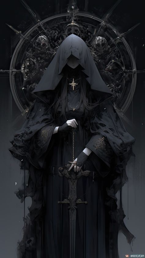 Nun Wallpaper Aesthetic, Dark Priestess Aesthetic, Fantasy Nun Art, Fantasy Nun, Evil Priest, Gothic Nun, Dark Priest, Priestess Art, Dark Priestess