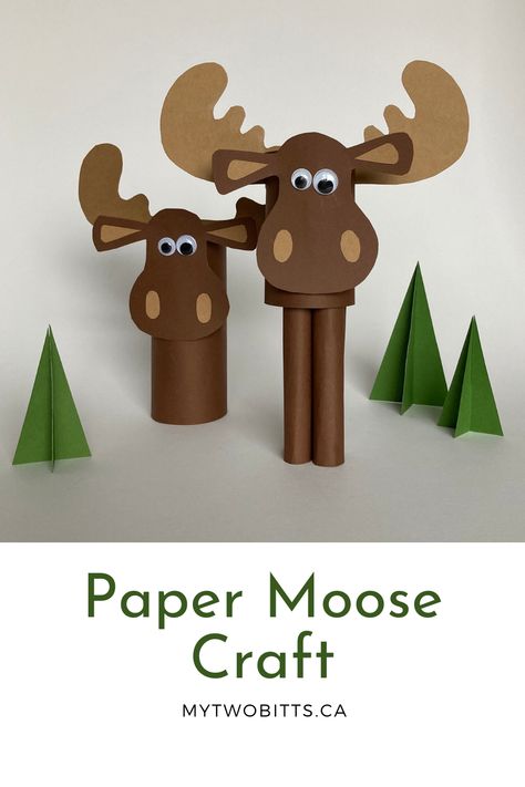 Super cute paper moose built to wobble on those long, long legs. I've included two versions (one's a little easier to make) in the tutorial and in the FREE template attached in the video's notes. How To Make Moose, Handprint Moose, Moose Crafts Diy, Christmas Moose Crafts, Moose Crafts For Kids, Elk Crafts For Preschool, Caribou Craft, Moose Craft For Preschool, Moose Crafts For Preschool