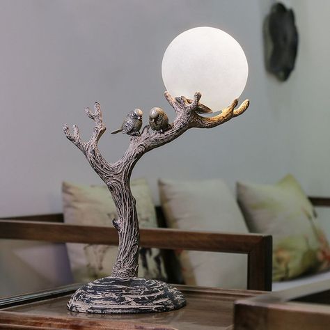 Aesthetic Laptop and Study table design ideas Lampshade Tree, New Classic Design, 3d Moon, Study Table Designs, Creative Flooring, Study Decor, Moon Lamp, Table Lamps Living Room, Glass Sphere