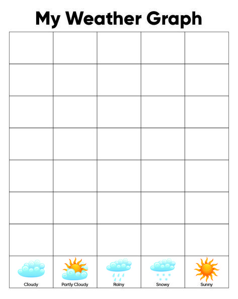 Preschool Weather Chart Graph Weather Graph Printable, Weather Journal Kindergarten, Weather Graph Preschool, Weather Chart For Kindergarten, Weather Chart Preschool, Weather Chart Printable, Preschool Graphs, Preschool Weather Chart, Kindergarten Weather