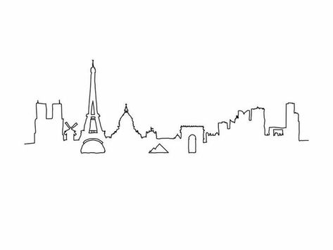 Tattoo Ideas Tumblr, Paris Drawing, Sky Line, Explore Tattoo, Disneyland (paris), Paris Wall Art, Line Line, Custom Art Print, Silhouette Portrait