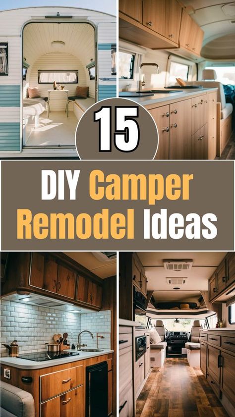 15 DIY Camper Remodel Ideas – The DIY Desire Camper Restoration Diy, Remodeled Campers Ideas, Diy Camper Renovation Ideas, Older Camper Remodel Ideas, Cheap Rv Remodel Ideas, Remodel Camper Ideas, Slide In Camper Remodel, Camper Wall Remodel, Camper Cabinet Redo