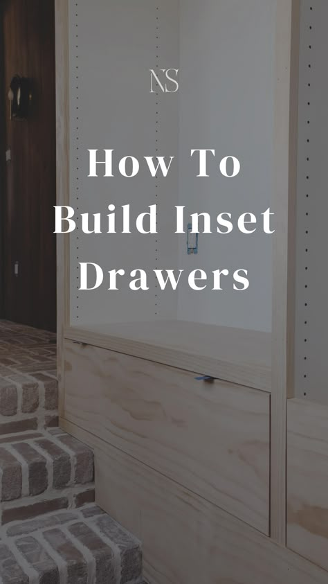 How to make drawers from scratch. The easy way to build cabinet drawers with soft close drawer slides. How make an inset drawer. The type of wood you should build cabinet drawers out of. DIY drawer boxes. DIY home renovation tuturioal. | Nadine Stay #drawerbox #diydrawer #drawerbuild #howto #homerenovation #drawer Build In Drawers In Wall, Build A Drawer Diy, Standard Drawer Size, Diy Inset Drawers, Diy Base Cabinets With Drawers, How To Build Drawers For Cabinets, Kitchen Cabinet Drawer Design, Making Drawers In Cabinets, How To Make Drawers For Closet