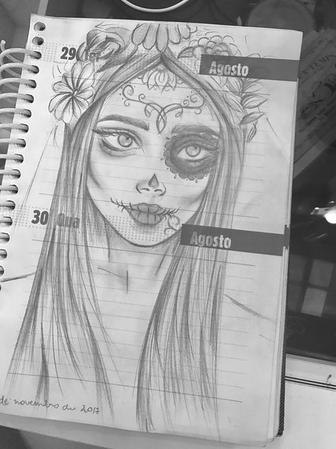 Mexican skull bride sketch Mexican Art Sketches, Mexican Sketches, Mexican Drawings Sketches, Catrina Drawing, Bride Sketch, Sugar Skull Art Drawing, Art Galaxie, Mexican Skull, Mask Drawing