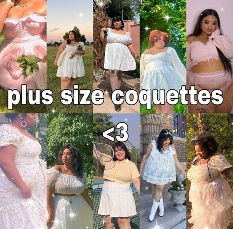 Mermaidcore Outfit Plus Size, Fairy Outfit Plus Size, Plus Coquette Outfit, Cottagecore Plus Size Outfit, Curvy Coquette Outfits, Plus Size Croquette, Plus Size Bimbocore Outfits, Feminine Outfits Plus Size, Plus Size Coquette Aesthetic