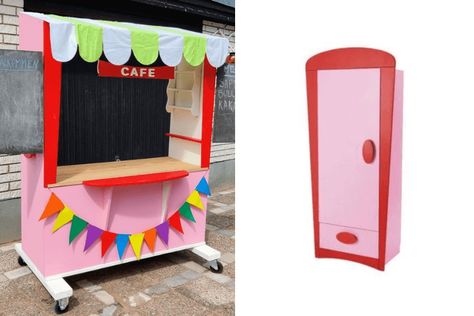 The reason for this IKEA hack was because my daughter suddenly wanted a lemonade stand and at the same moment she also wanted another wardrobe. Rather than discarding the IKEA #MAMMUT wardrobe, I repurposed it into a lemonade stand.  In recent years, she has defrauded children in the neighborhood of thousands of kroner selling expensive lemonade and cookies. 🙂 IKEA items used: IKEA MAMMUT single door wardrobe Other items used: Wood planksLockable castor wheelsInflatable pool float How to make a Ikea Pax Doors, Single Door Wardrobe, Diy Lemonade Stand, Diy Lemonade, Ikea Kura Bed, Kids Bed Frames, Ikea Kura, Art Display Kids, Lego Table