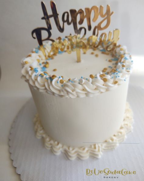 Happy Birthday Cake Gold & White Vanilla Birthday Cake For Men, White And Gold Cake For Men, White Birthday Cake For Men, Gluten Free Vanilla Cake Recipe, Birthday Cake Gold, Birthday Cake For Men, Cake For Men, Gluten Free Vanilla Cake, White Birthday Cakes