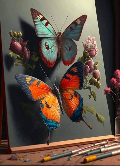 Sunset Canvas Painting, Flower Painting On Canvas, Easy Flower Painting, Butterfly Art Painting, Christmas Paintings On Canvas, Simple Canvas Paintings, Soyut Sanat Tabloları, Canvas Painting Designs, 3d Painting