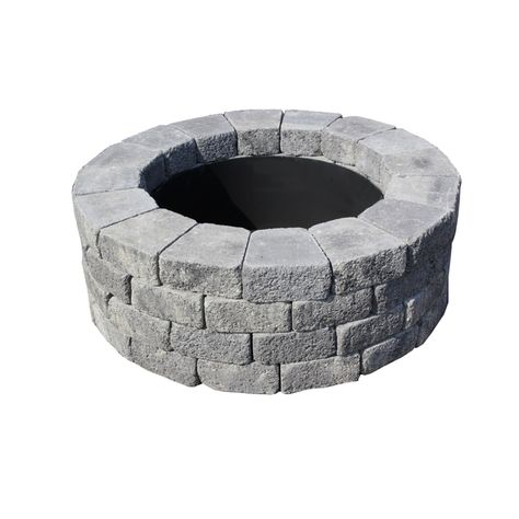 Nantucket Pavers Oxford 47-in W x 47-in L Charcoal/Gray Concrete Fire Pit Kit at Lowes.com Fire Pit Plans, Patio Blocks, Outside Fire Pits, Fire Pit Materials, Fire Pit Kit, Wood Fuel, Concrete Fire Pits, Concrete Wood, Fire Pit Patio