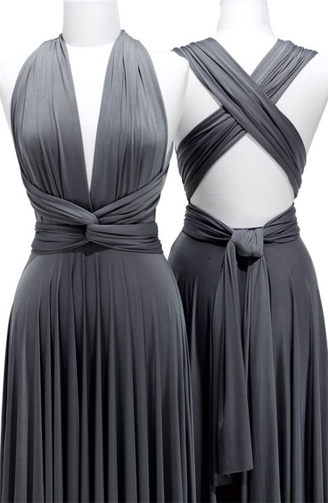 Infinity Dress Ways To Wear, Infinity Dress Styles, Knee Length Prom Dress, Multiway Dress, Mode Mantel, Grey Bridesmaids, Multi Way Dress, Grey Bridesmaid Dresses, Infinity Dress