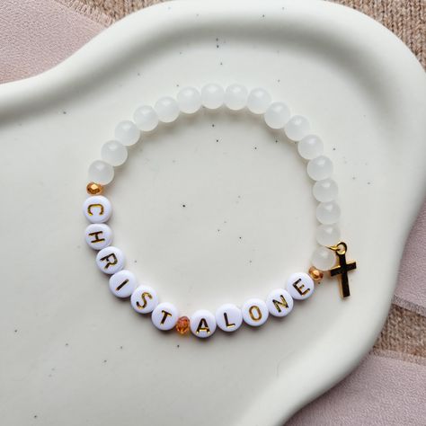 Christ Alone Charm Bracelet - Christian Faith Bracelet - Beaded Inspirational Bracelets by LyssieBCreations on Etsy Verse Bracelet, Bible Verse Bracelet, Beaded Braclets, Faith Bracelet, Christian Bracelets, Christian Crafts, Diy Jewelry Inspiration, Inspirational Bracelets, Diy Bracelet Designs