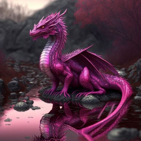 Pink Dragon - LAS - Digital Art, Fantasy & Mythology, Magical, Dragons & Beasts - ArtPal Pink Dragon Art, Pink Fantasy Art, Magenta Dragon, Flames Aesthetic, Naga Snake, Dragon Woman, Dragon Meaning, Book Planning, Dragon Breath