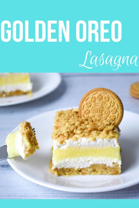 Golden Oreo Recipes, Oreo Lasagna Recipe, Vanilla Pudding Desserts, Oreo Lasagna, Vanilla Oreo, Oreo Desserts, Oreo Dessert Recipes, Oreo Pudding, Golden Oreo