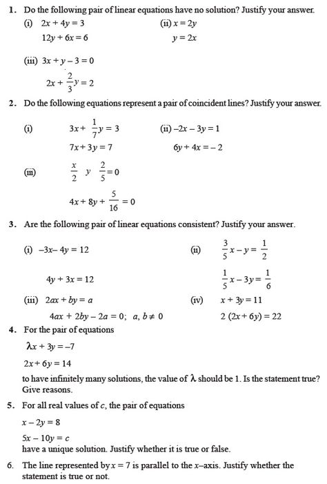 Class 10 Important Questions For Maths - Pair Of Linear Equations In Two Variables - AglaSem Schools Liner Equations, Linear Equations In Two Variables, Arithmetic Progression, Coordinate Geometry, 12th Exam, Revision Notes, Linear Equations, Real Numbers, Sample Paper